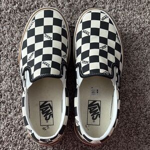 Vans Era Stacked Checker Slip-On Shoes - Black and White